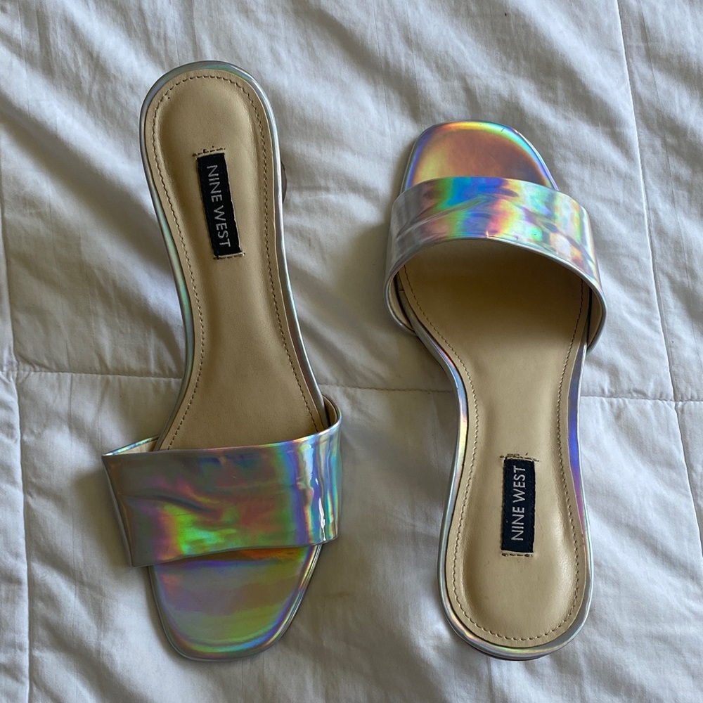 Nine West Holographic Slide Sandals